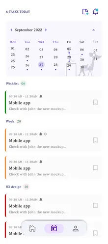 Early Figma mockup of theundo's calendar view, week layout.